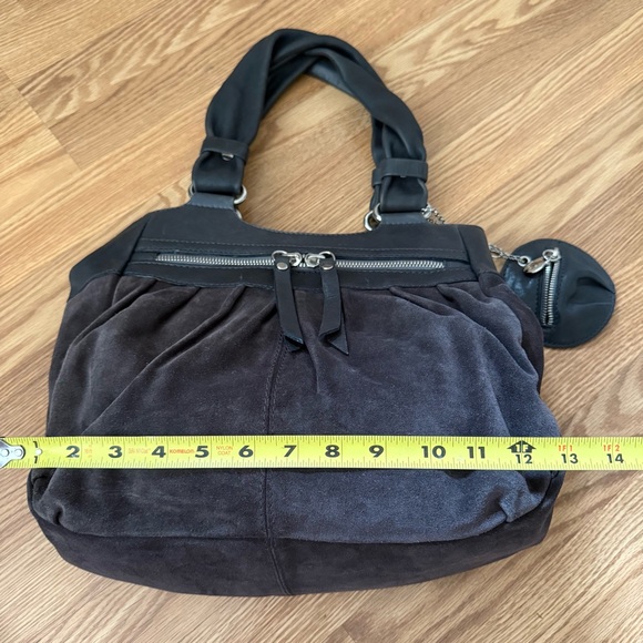 Via Repubblica Suede and Lambskin Leather Charcoal Grey Shoulder Bag - Picture 11 of 12